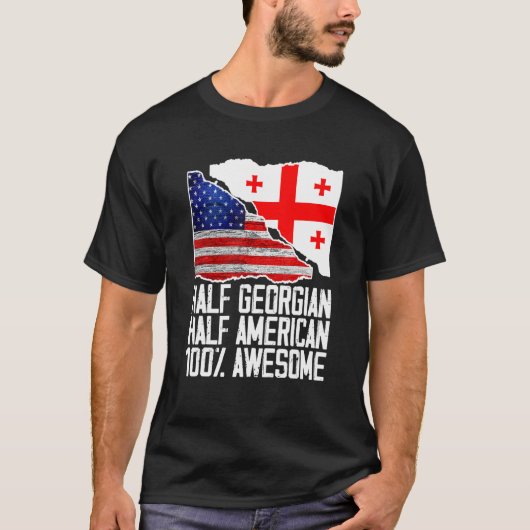 ハーフジョージアハーフアメリカン米国国旗Patri Tシャツ (正面)