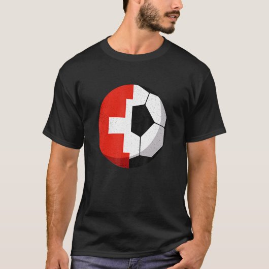 ハーフスイス国旗ハーフサッカー Tシャツ (正面)