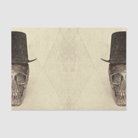 ハーフスカルとトップハットゴシックヴィンテージセピア 薄葉紙 (正面)