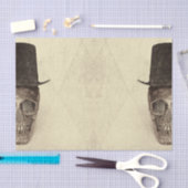 ハーフスカルとトップハットゴシックヴィンテージセピア 薄葉紙 (クラフト)