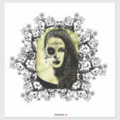 ハーフスカルガール顔デイオブザデッドゴシックアートセント シール (シート)