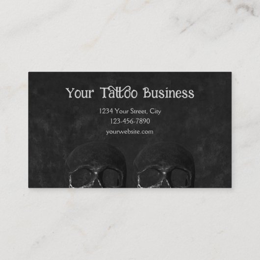 ハーフスカルゴシック黒白タトゥーアーティスト 名刺 (裏面)