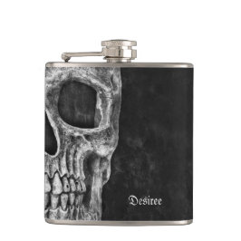 ハーフスカルヘッドクールゴシック黒白グランジ フラスク