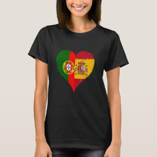 ハーフスペインの・ポルトガル語Aスペイン・ポルトガル国旗 Tシャツ