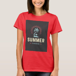 ハーフスリーブTシャツ 夏の楽園デザイン Tシャツ