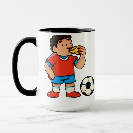 ハーフタイムの間食 - 笑えるサッカー ピザ マグカップ (左)