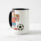 ハーフタイムの間食 - 笑えるサッカー ピザ マグカップ (正面左)