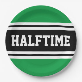 ハーフタイムスポーティグリーン白黒サッカーストライプ選手 ペーパープレート
