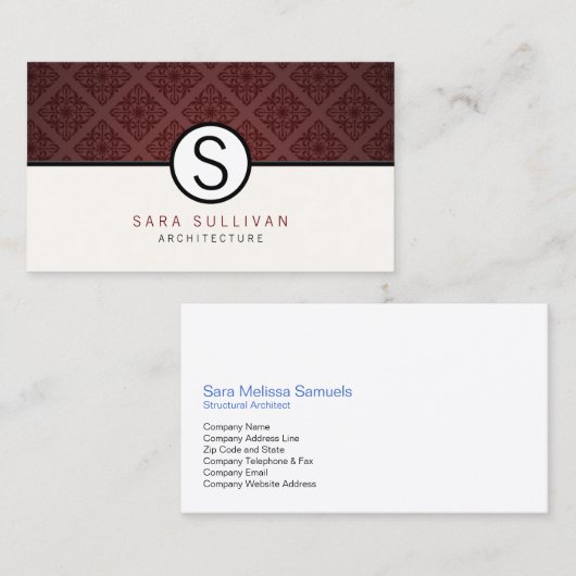 ハーフダマスクモノグラムアートキテクト名刺 名刺 (正面/裏面)