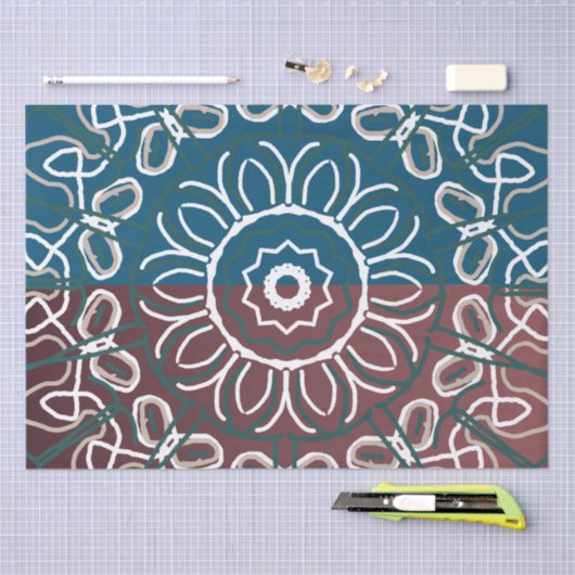 ハーフトーンのトレンディな青紫色レースデザイン 薄葉紙 (クラフト)