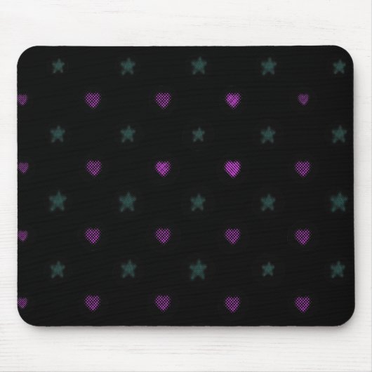 ハーフトーンのハートおよび星 マウスパッド (正面)