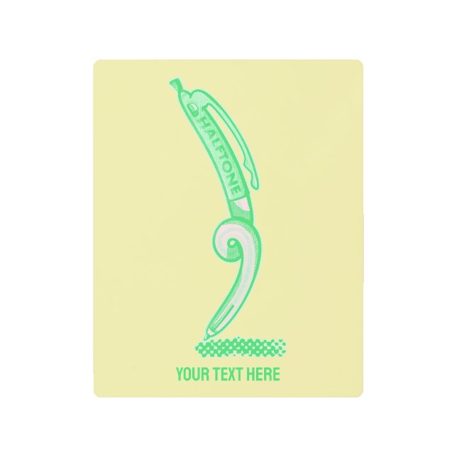 ハーフトーンの緑のペポップ・アートのンアート メタルプリント (正面)