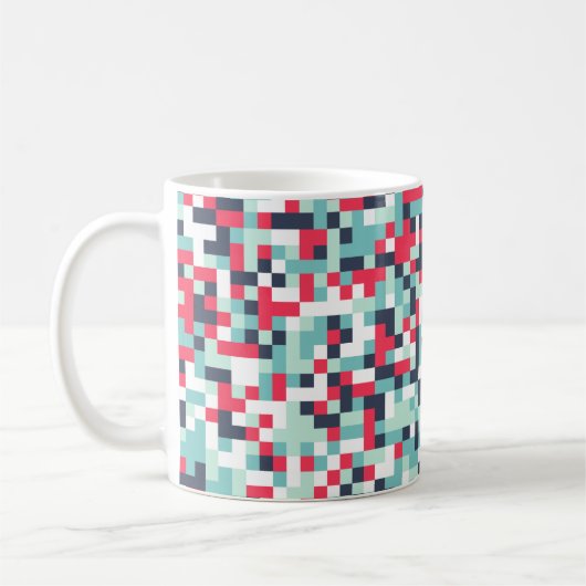 ハーフトーンの背景の色抽象芸術数々のカラーTex コーヒーマグカップ (左)