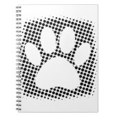 ハーフトーンの背景を持つ犬の手の印刷 ノートブック (正面)