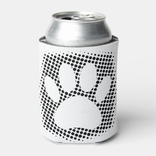 ハーフトーンの背景を持つ犬の手の印刷 缶クーラー (缶正面)