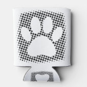 ハーフトーンの背景を持つ犬の手の印刷 缶クーラー (裏面)