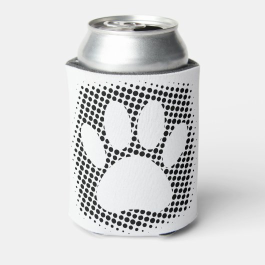 ハーフトーンの背景を持つ犬の手の印刷 缶クーラー (缶裏面)