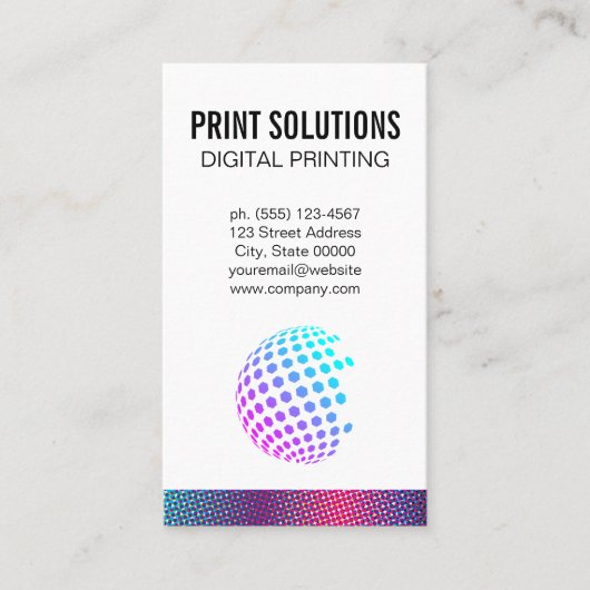 ハーフトーンの色 | 幾何カラフル球 名刺 (正面)