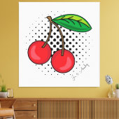 ハーフトーンドット上のパーツ赤いさくらんぼキャンバス印刷 キャンバスプリント (インサイチュ (リビング))