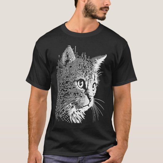 ハーフトーンネコ Tシャツ (正面)