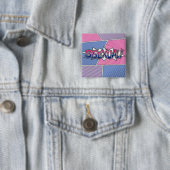 ハーフトーンバイセクシャルプライドタイポグラフィとフラグ 缶バッジ (インサイチュ)