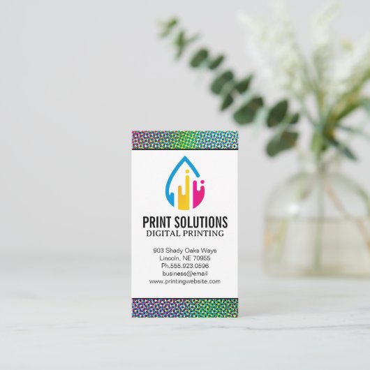 ハーフトーンパターン | CMYKインクロゴの印刷 名刺 (スタンド正面)