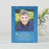 ハーフトーンブルーフォト招待状 招待状 (スタンド正面)