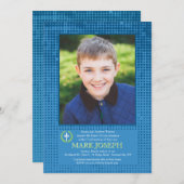 ハーフトーンブルーフォト招待状 招待状 (正面/裏面)