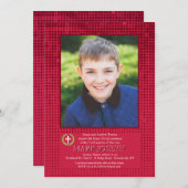 ハーフトーンレッドフォト招待状 招待状 (正面/裏面)