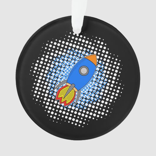 ハーフトーン付きマンガロケット銀河系 オーナメント (正面)