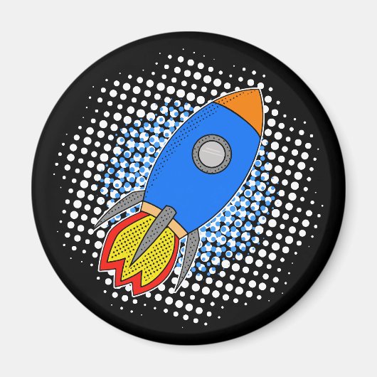 ハーフトーン付きマンガロケット銀河系 マグネット (正面)