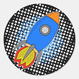 ハーフトーン付きマンガロケット銀河系 ラウンドシール