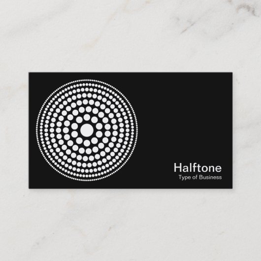 ハーフトーン円01 – 黒の上に白 名刺 (正面)