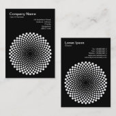 ハーフトーン円02 – 黒の上に白 名刺 (正面/裏面)