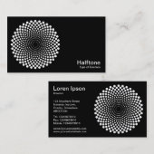 ハーフトーン円02 – 黒の上に白 名刺 (正面/裏面)