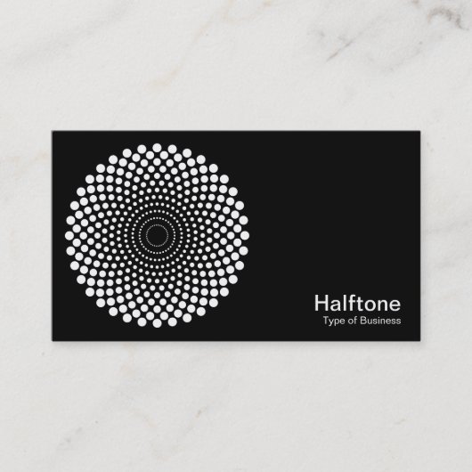 ハーフトーン円02 – 黒の上に白 名刺 (正面)