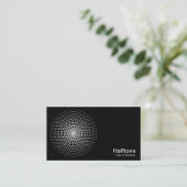 ハーフトーン円03 – 黒の上に白 名刺 (スタンド正面)