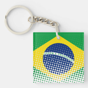 ハーフトーン効果があるブラジル国旗 キーホルダー
