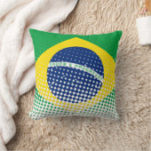 ハーフトーン効果があるブラジル国旗 クッション (ブランケット)