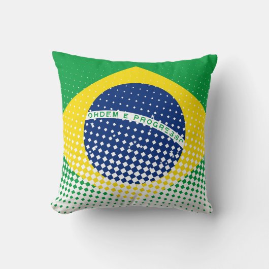 ハーフトーン効果があるブラジル国旗 クッション (正面)