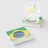ハーフトーン効果があるブラジル国旗 ストーンコースター (横)