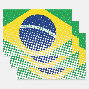 ハーフトーン効果があるブラジル国旗 ラッピングペーパーシート