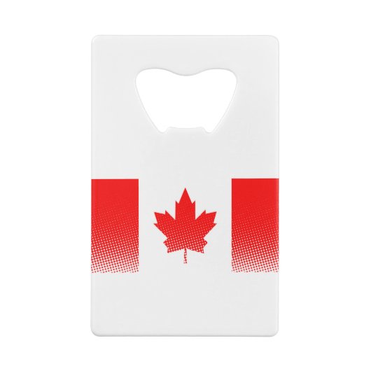 ハーフトーン効果のあるカナダ国旗 クレジットカード栓抜き (裏面)