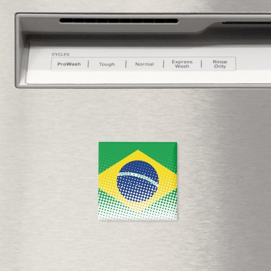 ハーフトーン効果を持つブラジル国旗 マグネット (インサイチュ (食洗機))