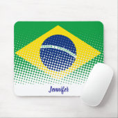 ハーフトーン効果名前をカスタムするブラジル国旗 マウスパッド (マウス)