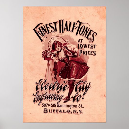 ハーフトーン撮影ヴィンテージカメラは女性が可能 ポスター (正面)