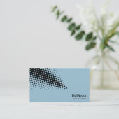 ハーフトーン矢印 – 青淡い色の9dc6d8付き黒 名刺 (スタンド正面)