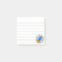 ハーフトーン銀河柄の漫画ロケット 3x3 ポストイット