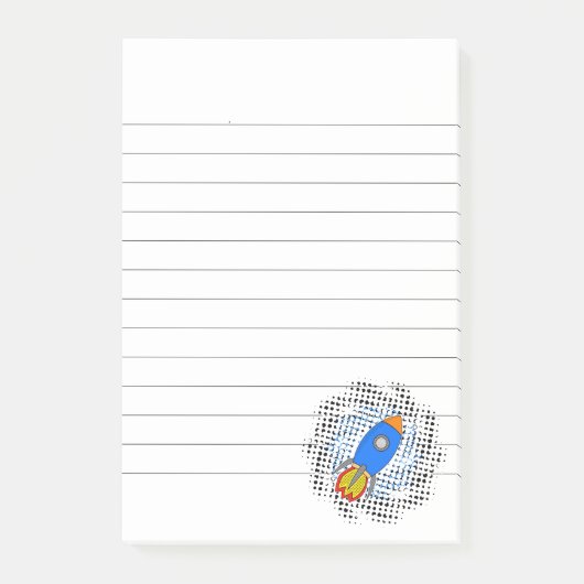 ハーフトーン ギャラクシー ラインの漫画ロケット ポストイット (正面)