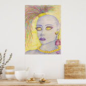 ハーフトーン（青） 2 ポスター (キッチン)